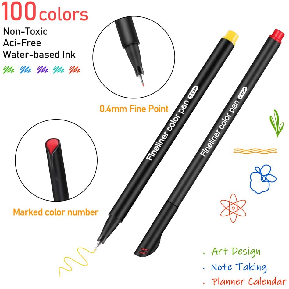 aen Art 36 Colors Journal Planner Pens, Colored Fine Point Markers Drawing Pens Porous Fineliner Pen for Writing Note Taking Calendar