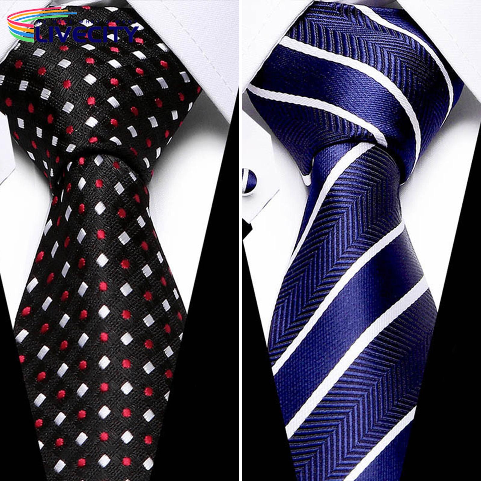 Tie Cufflink Pocket Square Set Breathable Gentleman Men Tie Set. 