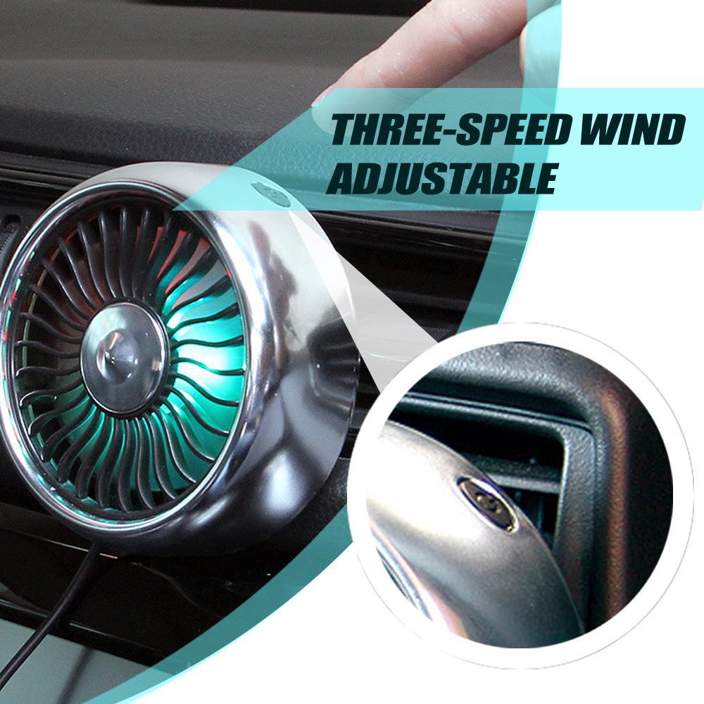Mini Car Fan for Car Air Vent Mounted,Low Noise USB Stand Fan with 3 Speeds&LED Colorful light,360° Rotatable Car Auto Powerful Cooling Air Fan for Sedan SUV Auto Vehicles. 
