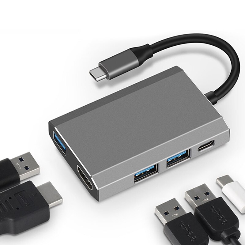 【VisioN Shop】Basix Type C Hub To HDMI-Compatible USB3.0 PD Adapter USB-C Converter for MacBook Pro Huawei MateBook C Usb 3.0. 
