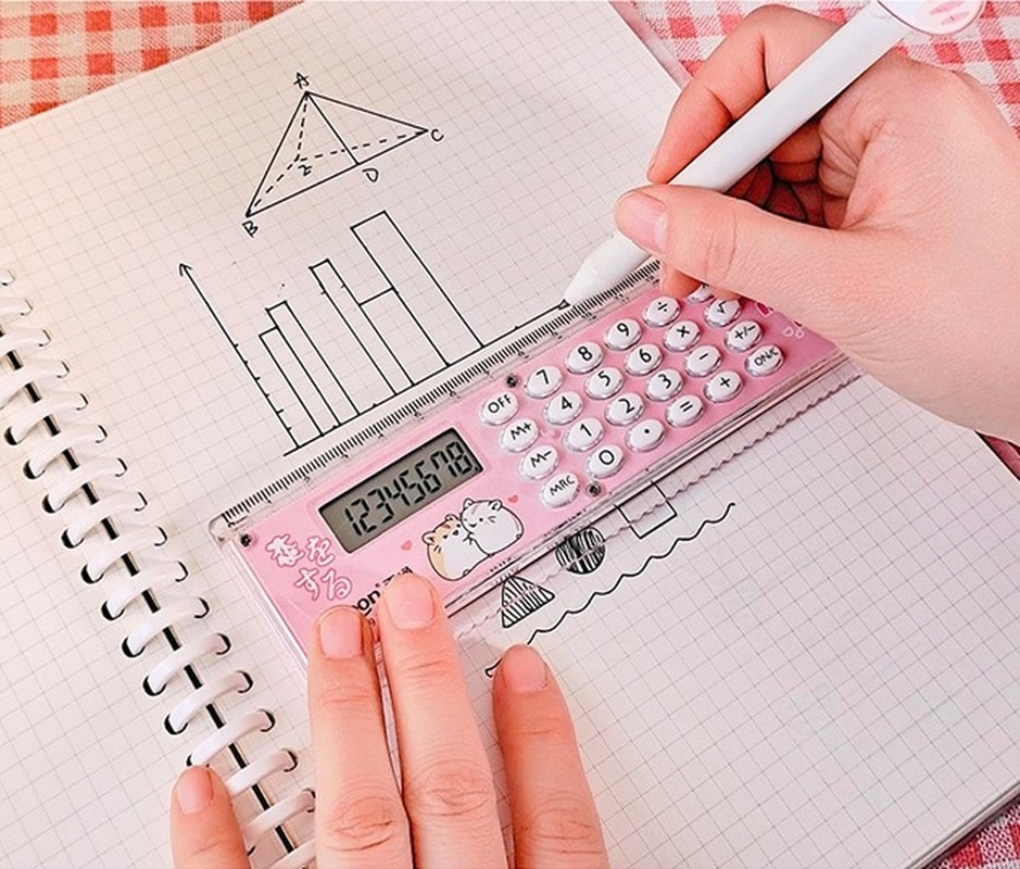 Cute Cartoon Ruler Calculator Multifunctional Folding Ruler with Calculator 15cm Children's Ruler Scientific Calculator 2022 New. 