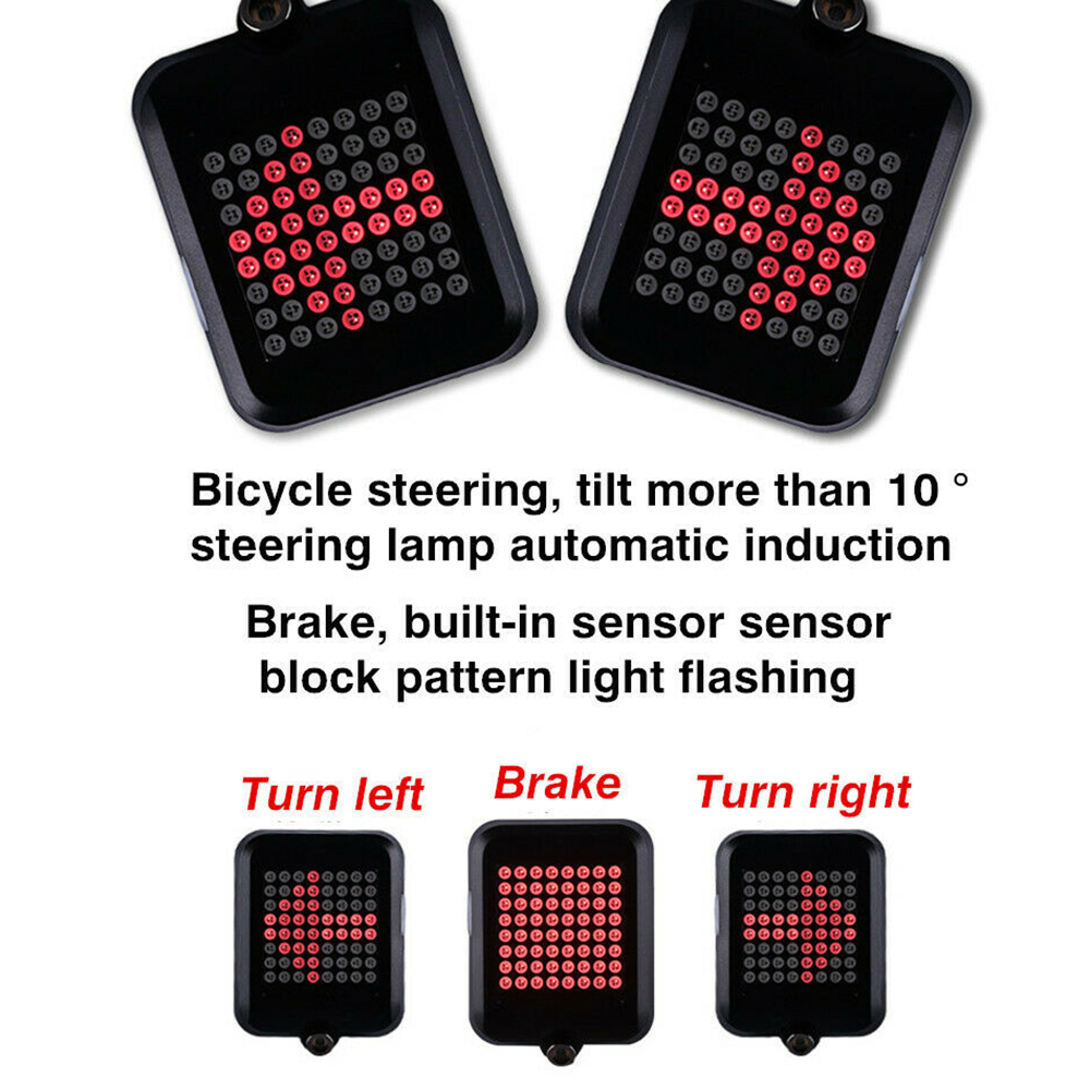64 LED Bicycle Turn Signals Light Automatically Rear Laser Bike Tail Light USB Charging. 