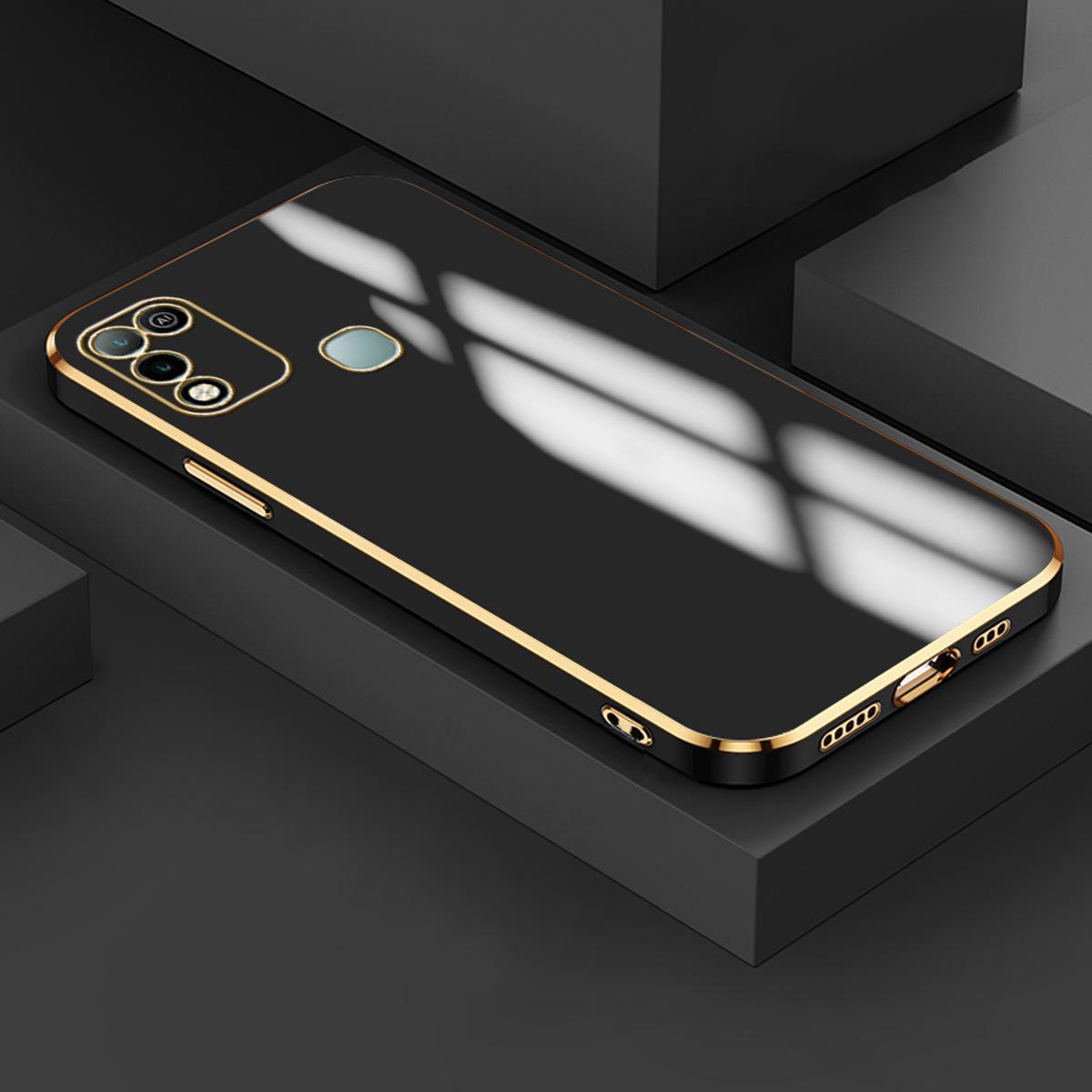 For Infinix Hot 10 Play/Hot 11 Play Back Cover Luxury 6D Plating Maple Leaf Side Pattern Case Soft Silicone Square Phone Cases - Camera - Phone Back Cover
