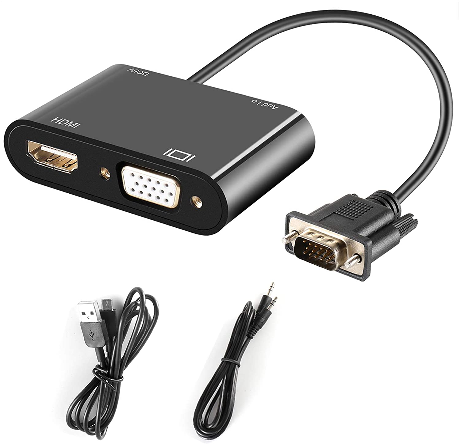 VGA to VGA HDMI Splitter with 3.5mm Audio Converter Support Dual Display for PC Projector HDTV Multi-port VGA Adapter. 