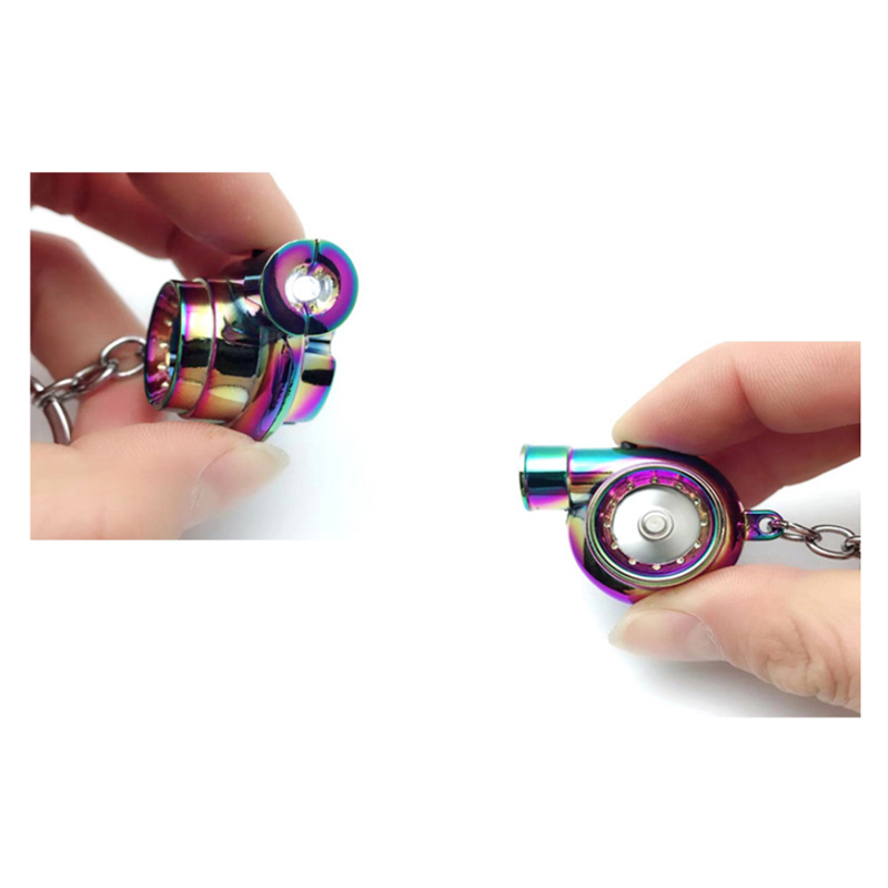 Car Turbo Spinner Keychain with Real Sound and LED Light Mini Turbocharger Key Chain for Car Keys Accessories ,B. 