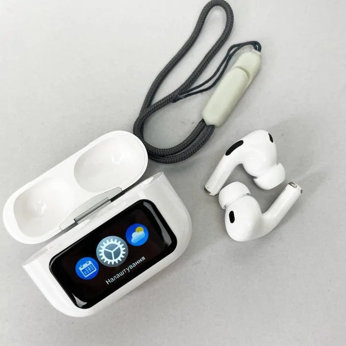 AirPods A9 Pro Touch Screen Display with ANC ENC Double Dark Earbuds 2024. 