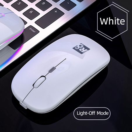 R8 Wireless Rechargeable Mouse With RGB Lighting, Silent-DPI Button having Light On Off Switch. 