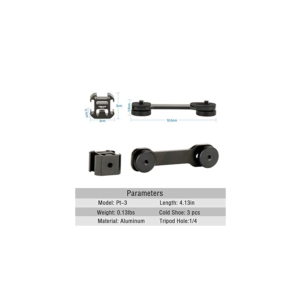 Ulanzi PT-3 Gimbal Accessories Triple Cold Shoe Mounts Plate Microphone Led Video Light Extension Bracket Microphone Stand. 