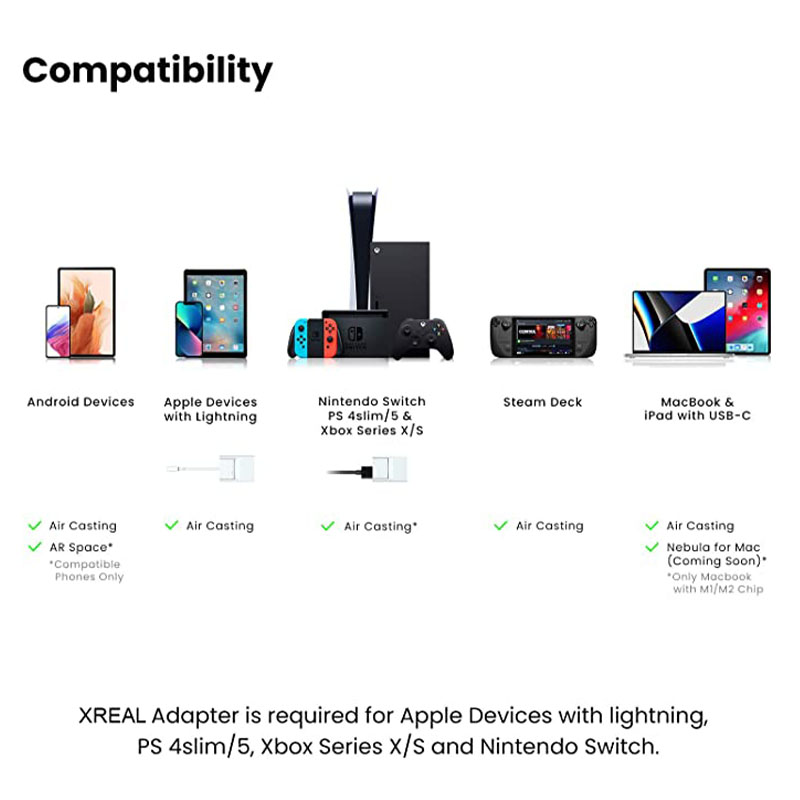 Xreal air AR glasses smart glasses with massive 201 "micro-OLED virtual theater augmented reality glasses watch stream ar space. 