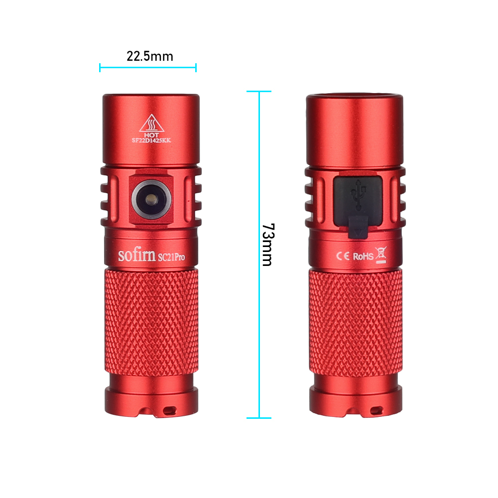 Sofirn SC21 Pro Mini Powerful LED Flashlight Anduril 2.0 16340 USB C Rechargeable 1100lm LH351D 90CRI. 