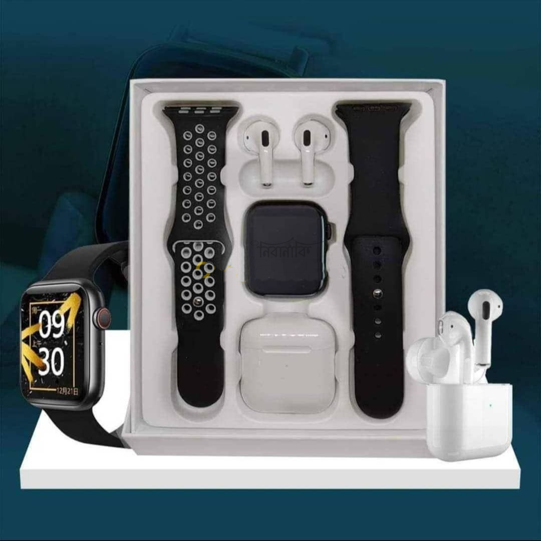 T55 Pro Max Smartwatch With Dual Strap And Airpot Combo - Smart Watch. 