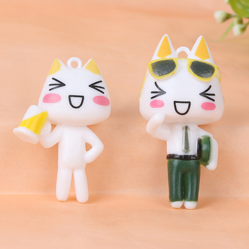 10Pcs Kawaii Toro Inoue The Cat Cute Action Anime Figurines Car Interior Ornament Keychain Charm Pendant Toys. 