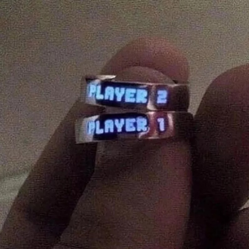 Luminous Ring for Couple Creative Glowing in the Dark Player 1 Player 2 Matching Gaming Ring for Women Men Valentine s Day Gift Daraz .bd