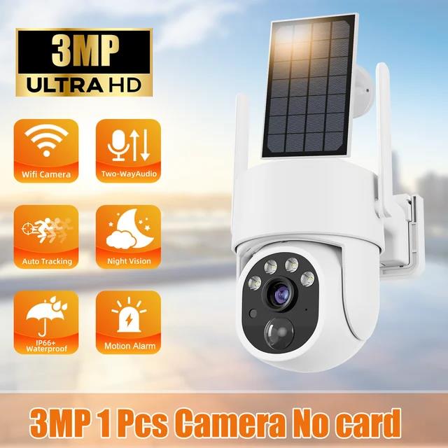 5MP IP Solar Power WiFi Camera PTZ Outdoor IP66 Waterproof 8000mAh Built-in Battery Surveillance Cam PIR Human Detection 5X Zoo. 