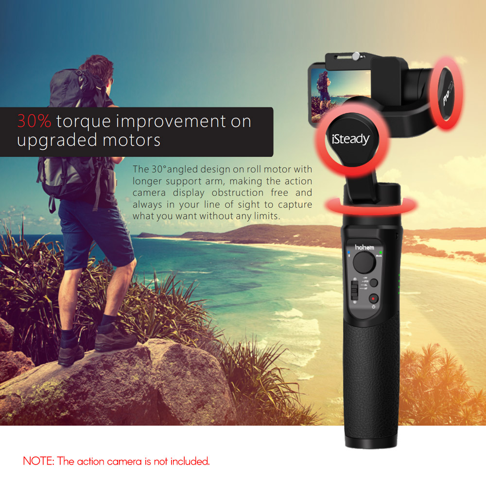 hohem iSteady Pro 2 Upgraded 3-Axis Handheld Action Camera Gimbal Stabilizer Splash Proof APP Re-mote Control Built-in 3600mAh Ba-tte-ry Replacement for GoPro Hero 7/6/5/4/3 for DJI OSMO ACTION for Sony RX0 SJCAM YI Sports Cameras. 