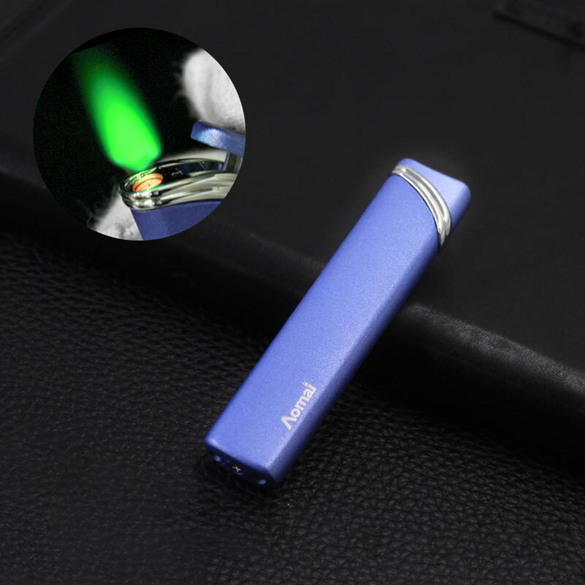 Ultra Thin Metal Torch Jet Lighter Windproof Gas Green Flame Lighters Inflatable Butane Pocket Lighter Gadgets For Men