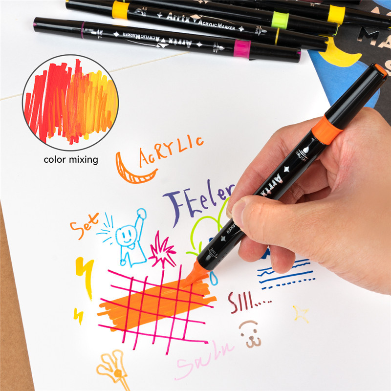 Arrtx Soft-head Acrylic Marker 24/32 Color Set Water-based Pen Graffiti Hand-painted DIY Painting. 