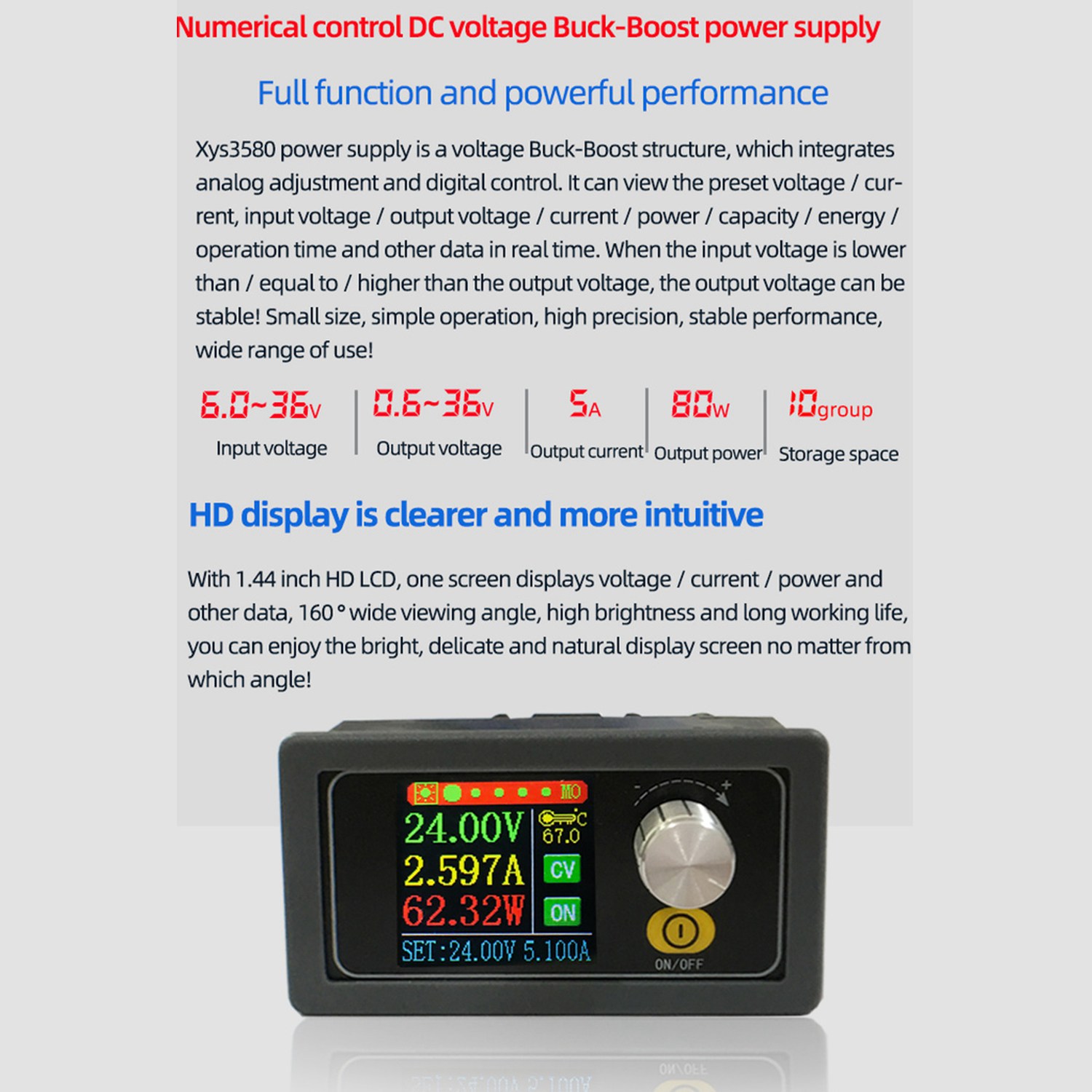 XYS3580 Boost Converter 0.6-36V Power Module Laboratory Power Supply. 