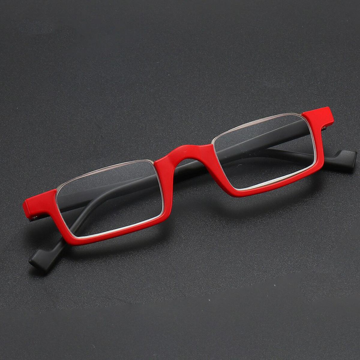 Fashion Rectangular Reading Glasses Anti Blue Half Rim Presbyopic Eyewear Inverted Magnifier Flexible Reader +100 +250 +300 +350
