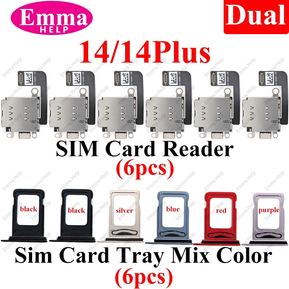 Dual Sim Card Reader Sim Tray Slot Holder for iPhone 13 11Pro 12 Mini 14 Plus 14 Pro Max XR XSMAX Adapter Connector Flex Cable. 