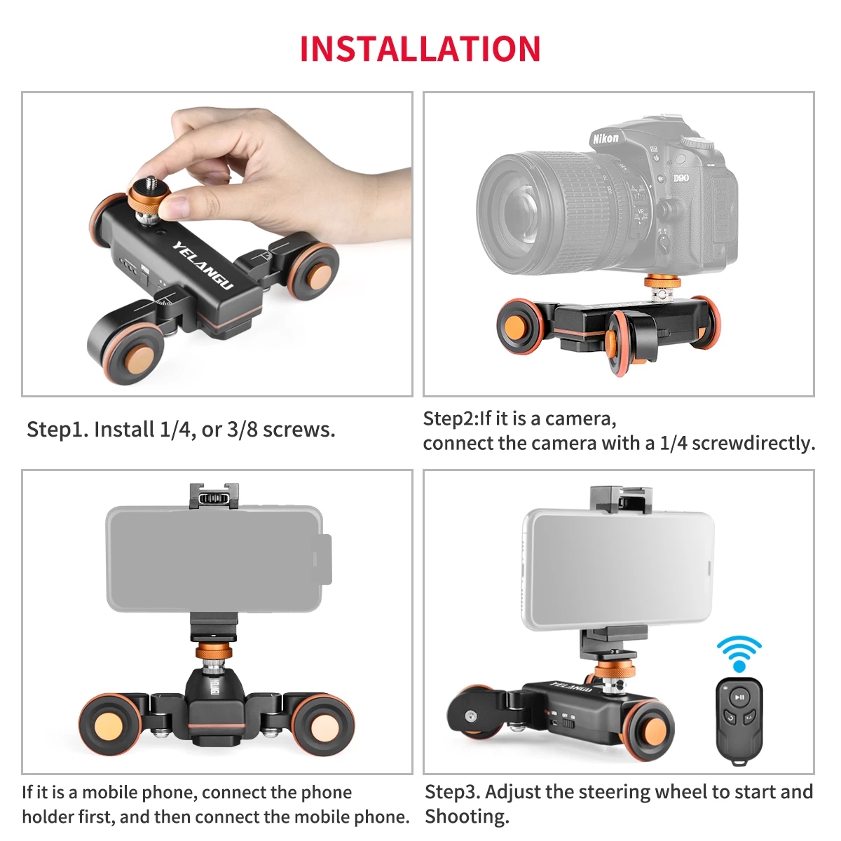 Yelangu L4x Motorized Cameraslider Rechargeable Camera Dolly Slider For Dslr Camera Camcorder Smartphone Track Slider. 