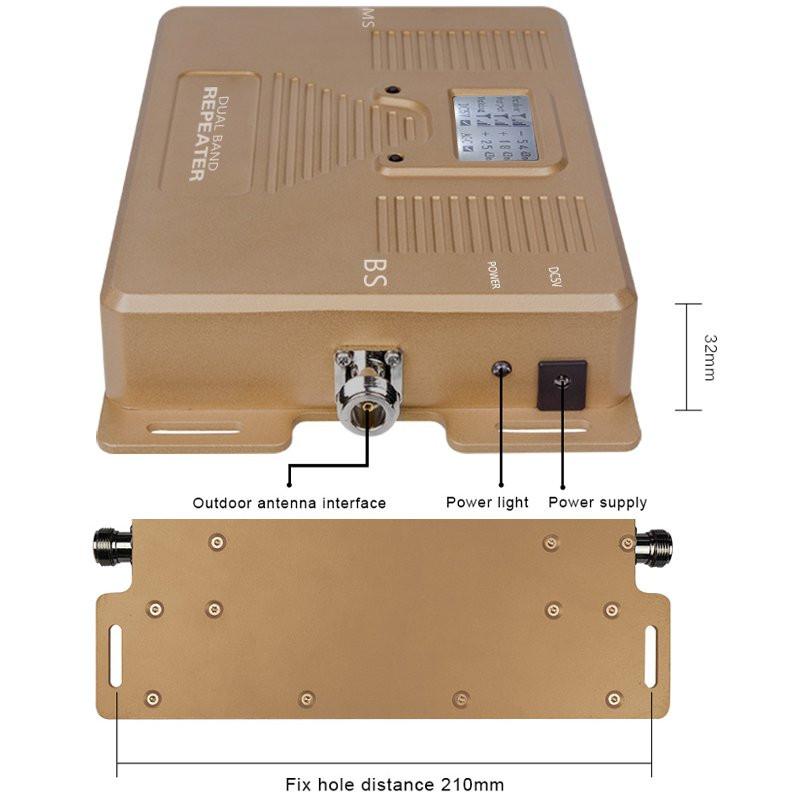 LCD Full Smart DUAL BAND ATNJ DB-850/2100mhz TV Audio Speed 2g/3g+4g Mobile Signal Booster Signal Repeater Amplifie Brown -. 