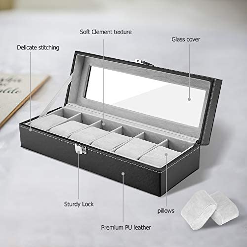 6 Slot Luxury Watch Box with Attractive Display Case, Creative Design for Storage and Gift Use. 