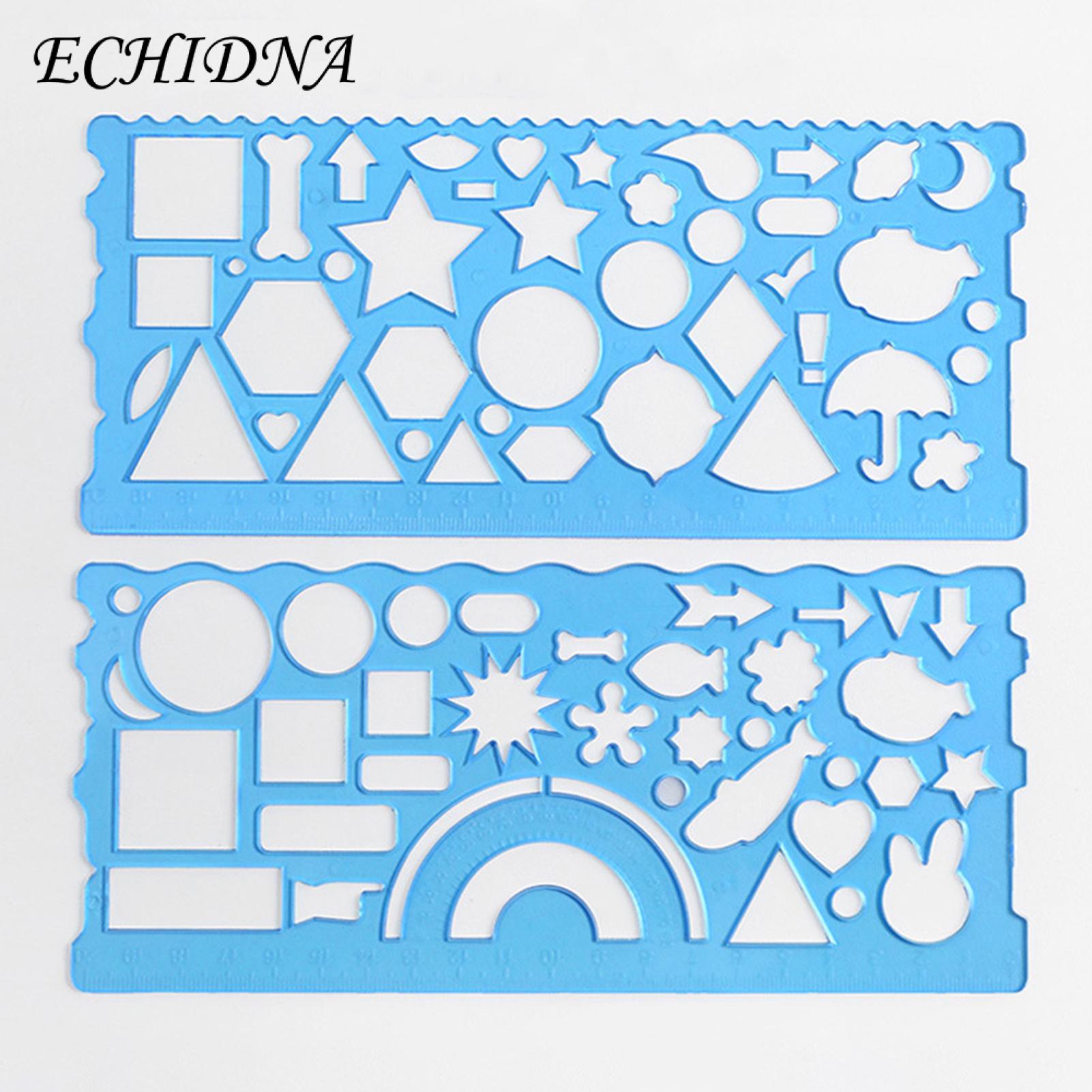 2pcs Clear Geometric Drawing Ruler Multifunctional Precise Easy-to-use Protractor Straightedge. 