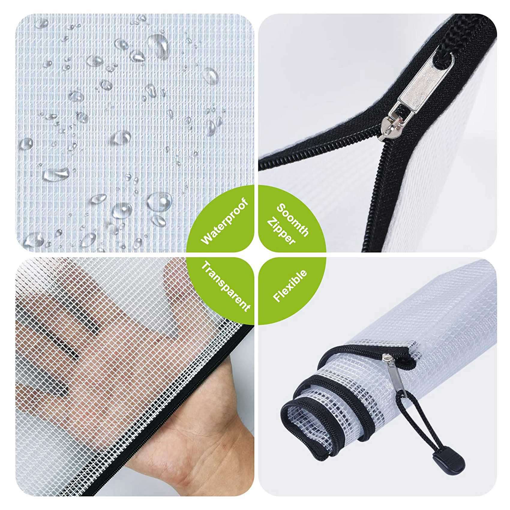 12PCS A3 Folder, Information Zipper Bag Plastic Wallet Mesh File Bag Zipper Bag Zipper Wallet. 