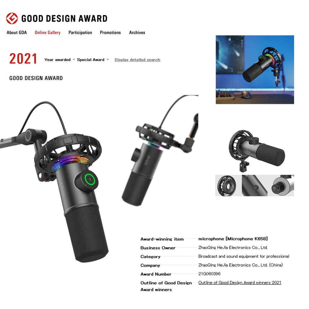 FIFINE K658 USB DYNAMIC CARDIOID MICROPHONE WITH A LIVE MONITORING, STREAMING, GAIN CONTROL, MUTE BUTTON. 