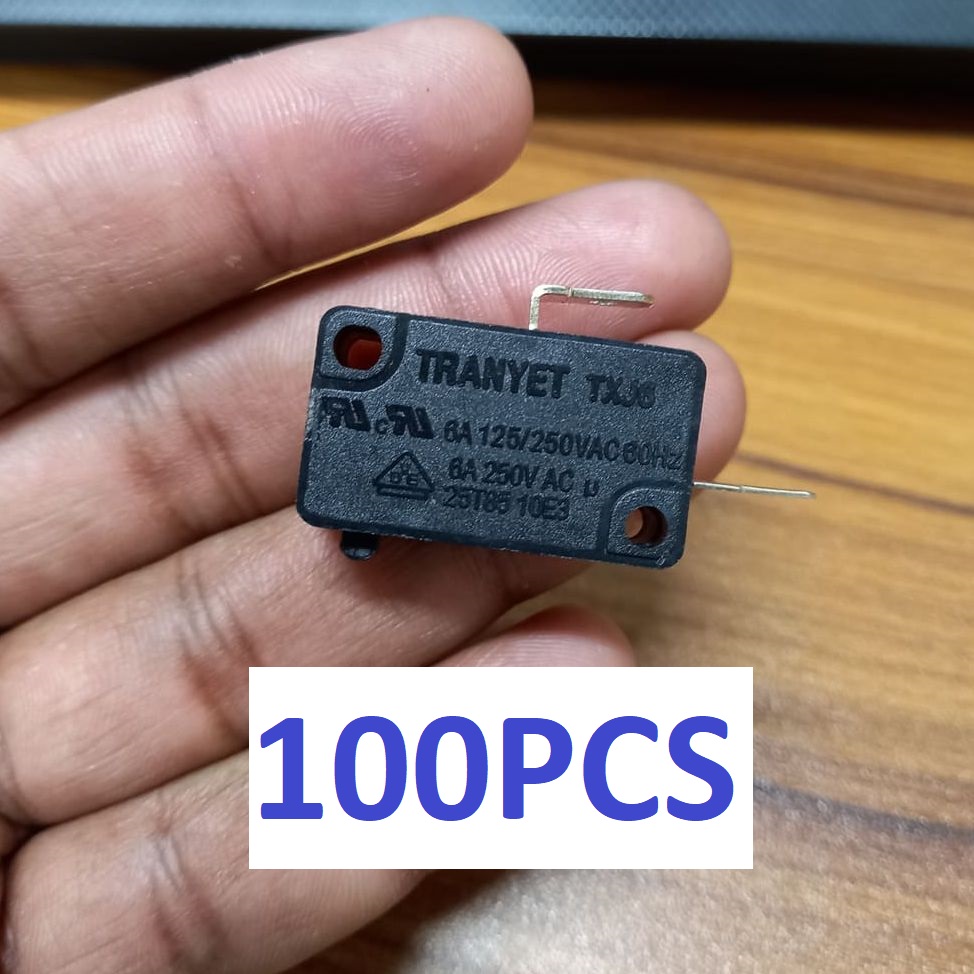 100PCS - 2 PIN LIMIT Switch 2 Pin Without Hing 6A 250VAC SPDT 2 Pin Without Lever Micro Limit Switch