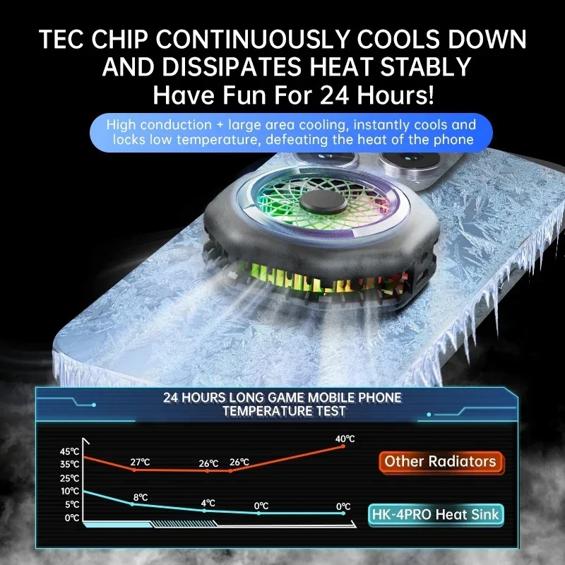 HK-4 PRO Magnetic/ Back-clip 2 IN 1 Mobile Phone Universal Cooler Semiconductor Cooling Fan Freeze Radiator for IOS Android PUBG. 