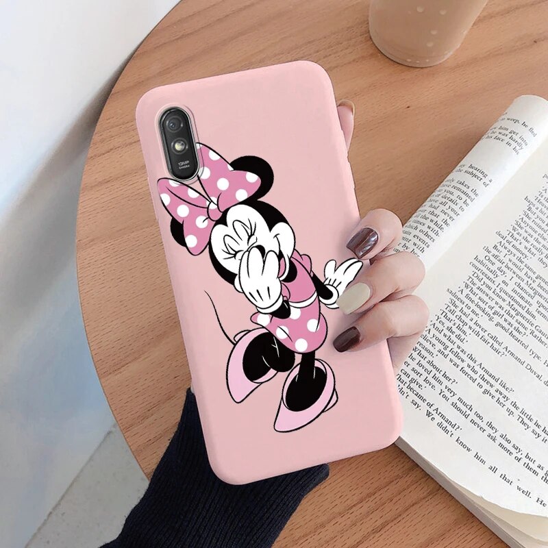 Pink Bow Mickey Mouse Case For Redmi 9A 9AT Back Cover Cute Cartoon Soft Bags Coque For Xiaomi Redmi 9A 9 AT Shell TPU