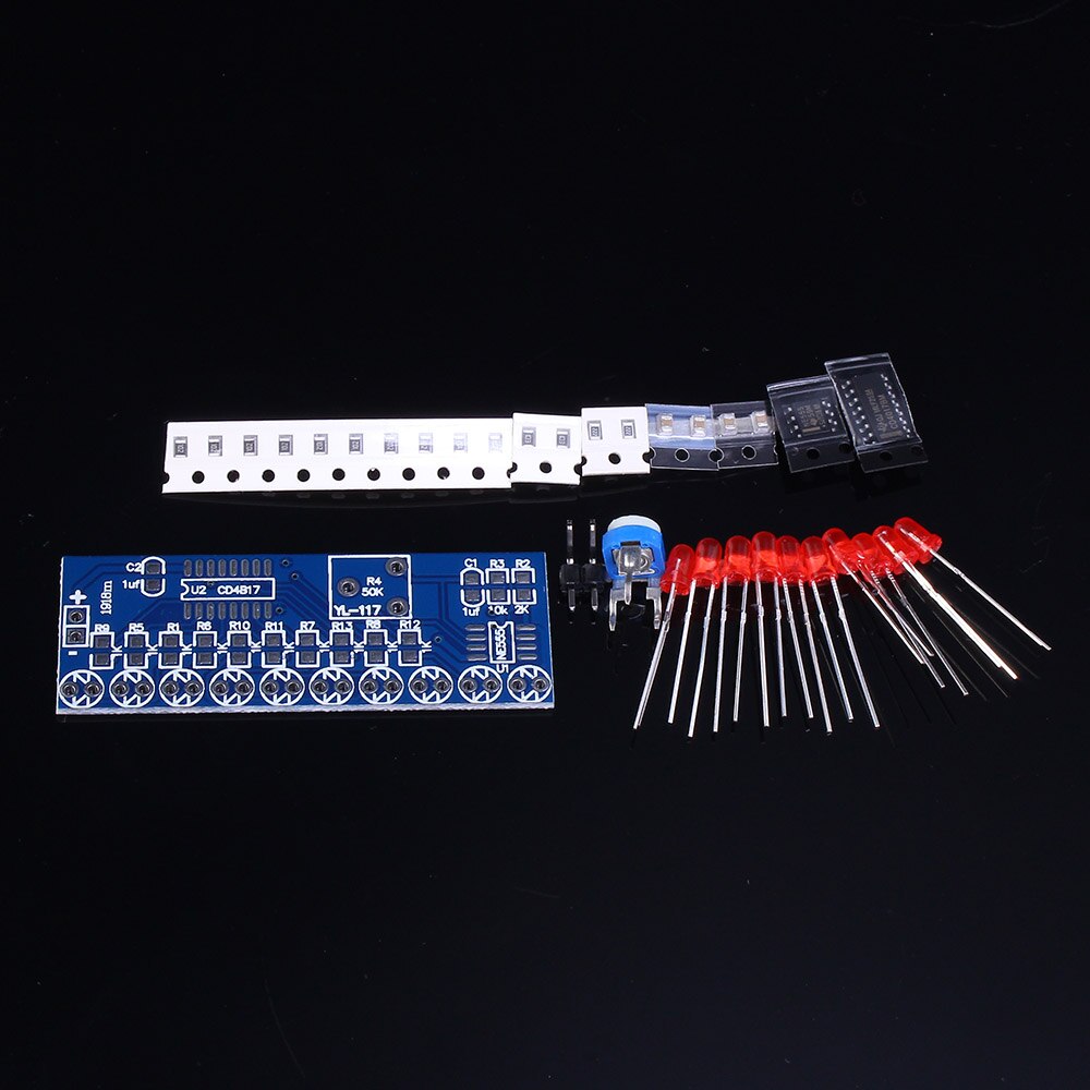 【happy one】NE555+CD4017 Flash Kits Flashing LED Light Suite 5.4x2.1cm Electronic Circuit Production Parts. 