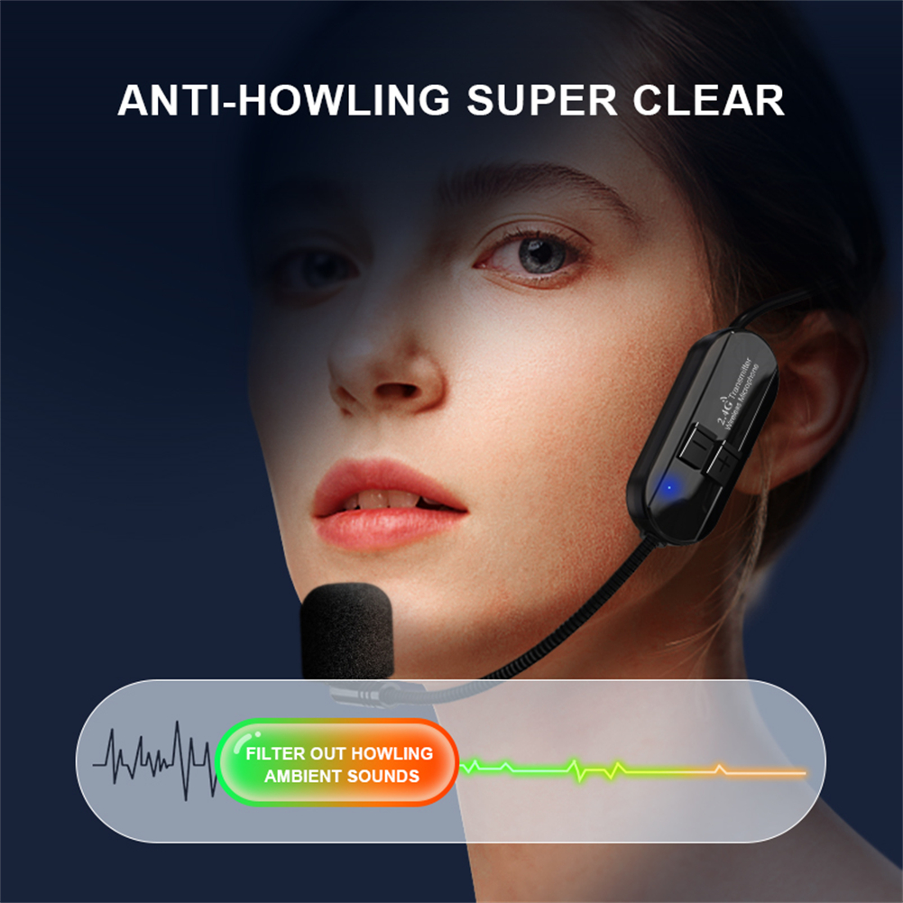 2.4G Wireless Microphone Headset Mic For Voice Amplifier Speaker Karaoke Computer Teaching Meeting Yoga Singing.