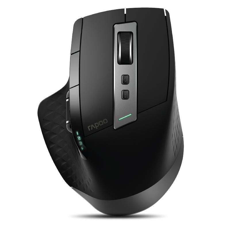 Rapoo MT750S Rechargeable Multi-mode Wireless Mouse Bluetooth 3.0/4.0 2.4GHz Switch Among 4 Devices Connect, 10m working range, Adj. 3200 DPI,9 buttons,. 
