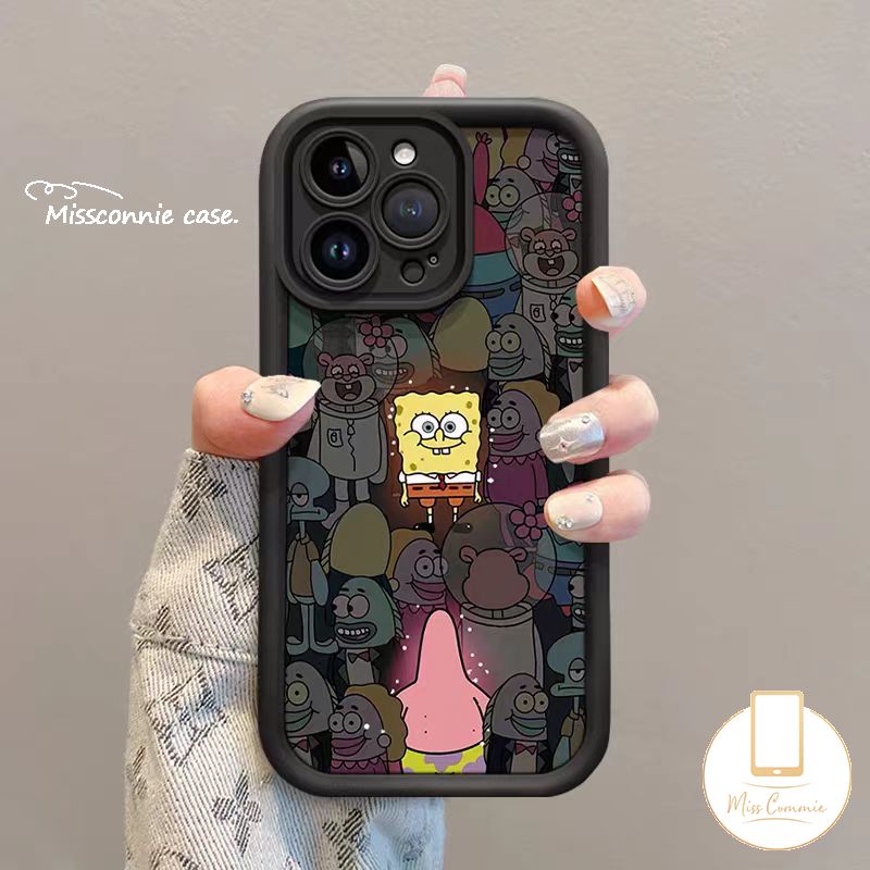 SpongeBob SquarePants Crayon Xiaoxin Graffiti Phone Case Compatible for IPhone 11 14 15 13 12 Pro Max X 7Plus XR XS Max 7 15 6S 6 8 Plus SE 2020 Angel Eyes Soft Cover. 