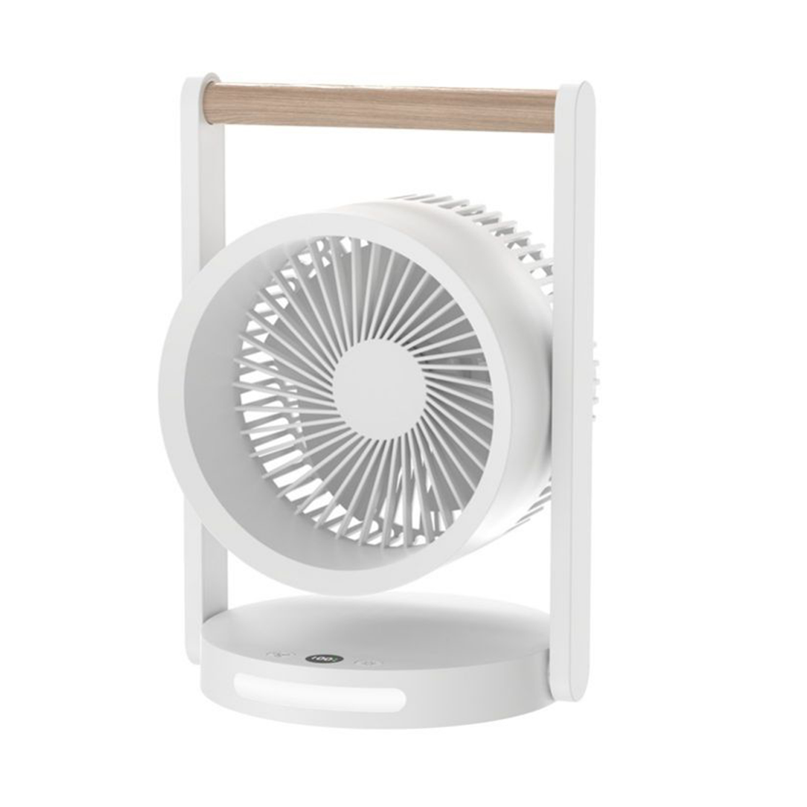 GC Mini Desk Fan, 90° Rotate Table Fan, Quiet Operation Table Fan With Wooden Handle, LED Night Light, 5 Speeds Strong Air, LED Battery Level Display. 