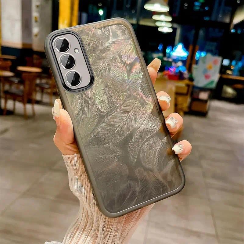 New Phone case Samsung A55 A15 A25 A35 Back cover Bird Feather Pattern Full Camera Protection Shockproof Soft casing