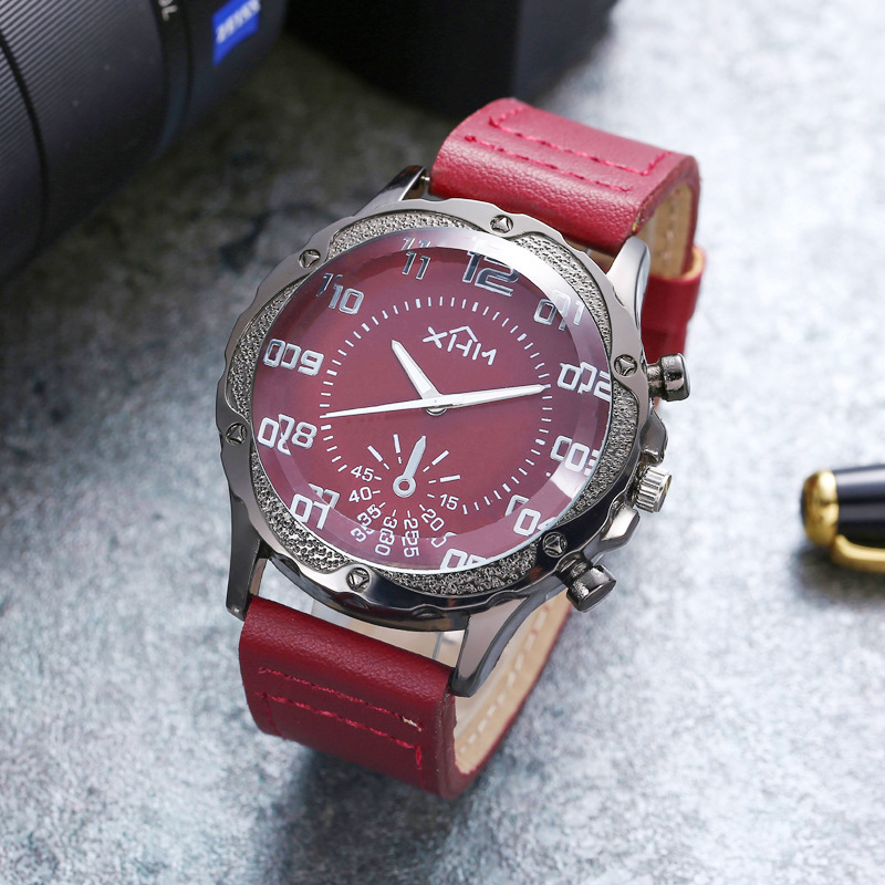 Large Dial Watch Male Student Korean Style Domineering Belt Watch Pick-up Girl Gift Male Digital Non-Mechanical Quartz Watch