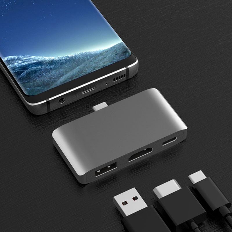 【VisioN Shop】USB C Hub 4K Dex Mode Samsung Galaxy S8/S9 Nintend with PD USB 3.0 Hub Thunderbolt USB-C Dock for Pro(gray). 