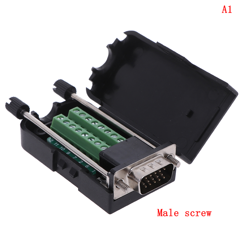 D-SUB DB15 VGA Male 3 Rows 15 Pin Plug Breakout Terminals Connector Demoo