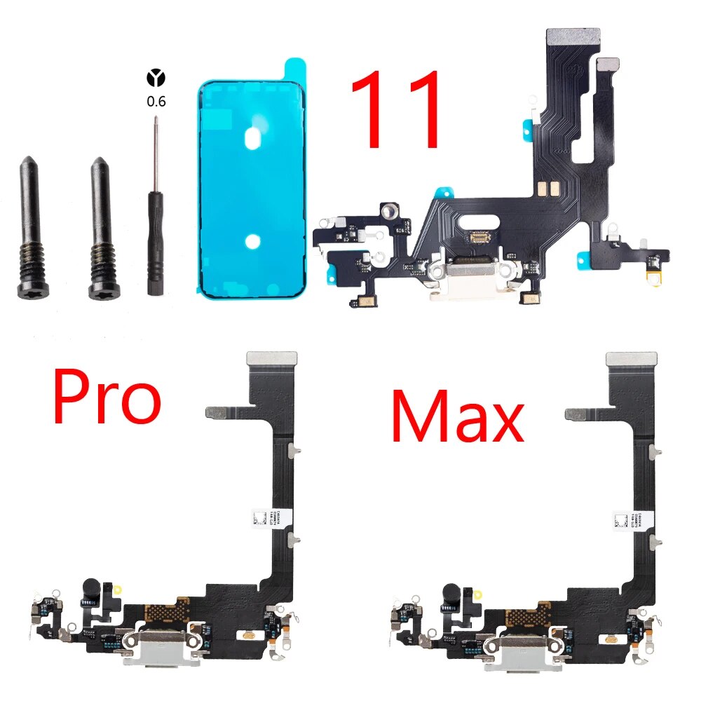 Charging Flex Cable For iPhone 11 Pro Max USB Plug Charger Port Dock Connector With Mic Headphone Audio Jack Flex Cable