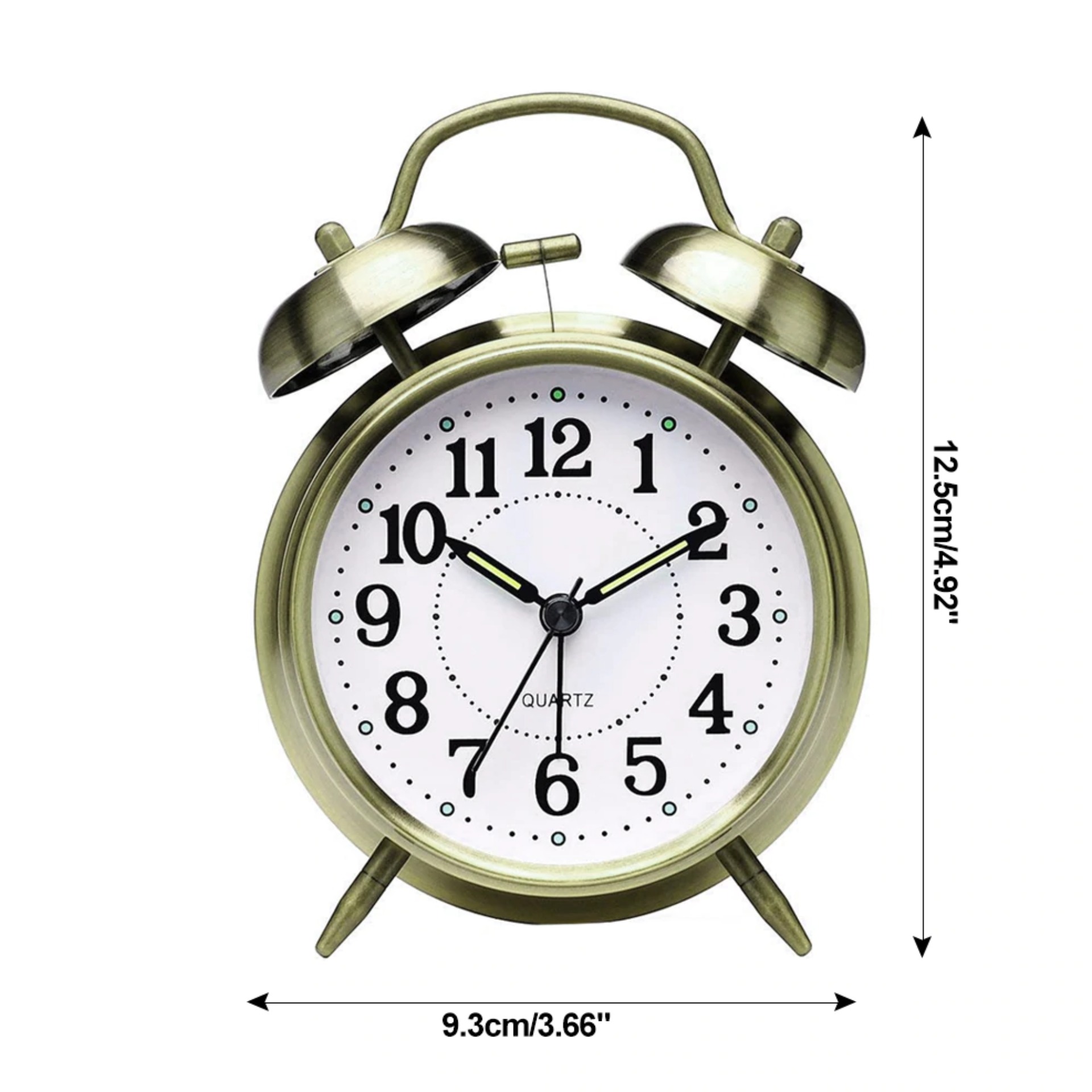 Creative Retro metal Alarm Clock Twin Bell Alarm Clock With Stereoscopic Dial Backlight Desk Clock Loud Alarm Clock Gift. 