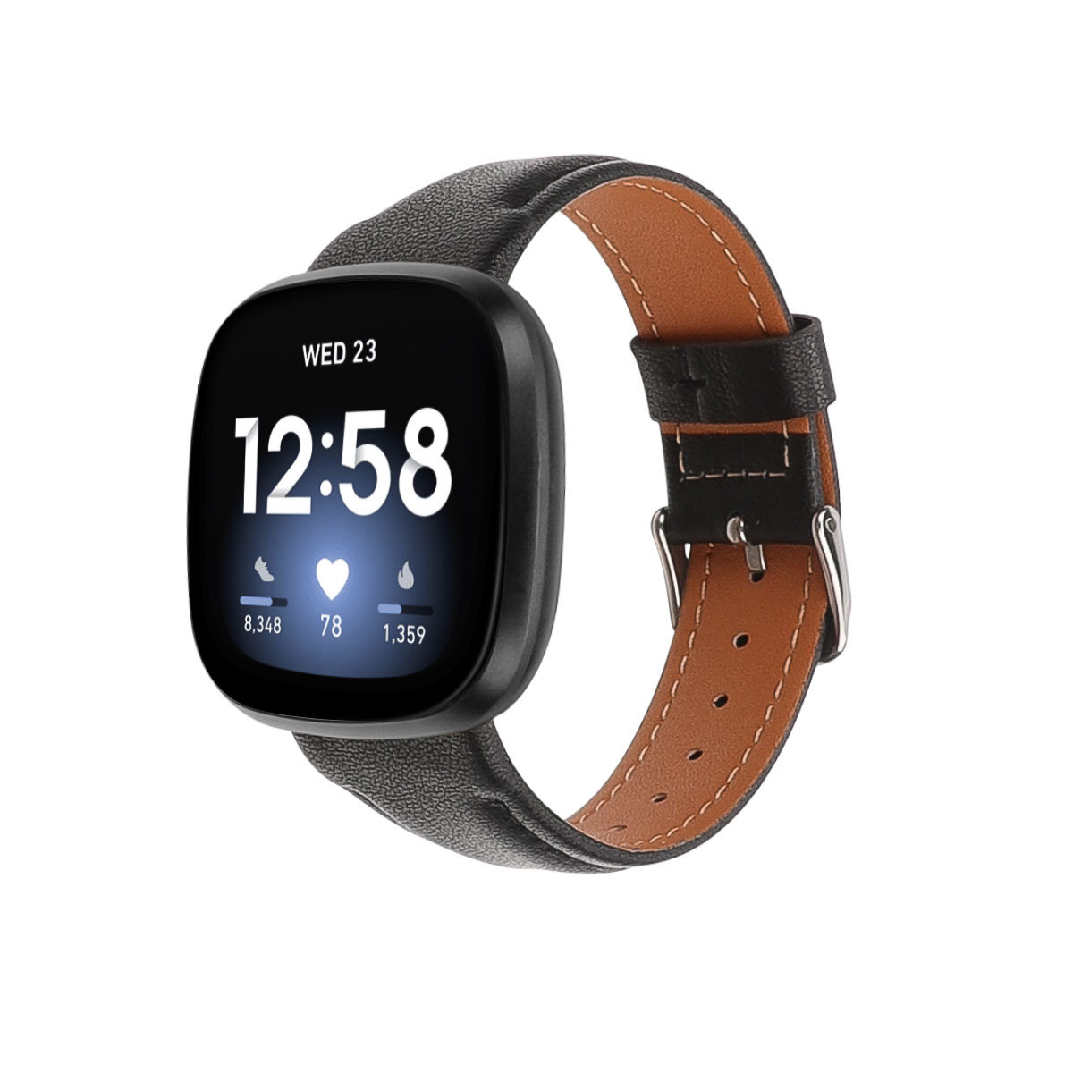 Fitbit Versa3 Smart Watch, Full Package Grain Belt, Cowhide, Versa4 Leather Strap. 