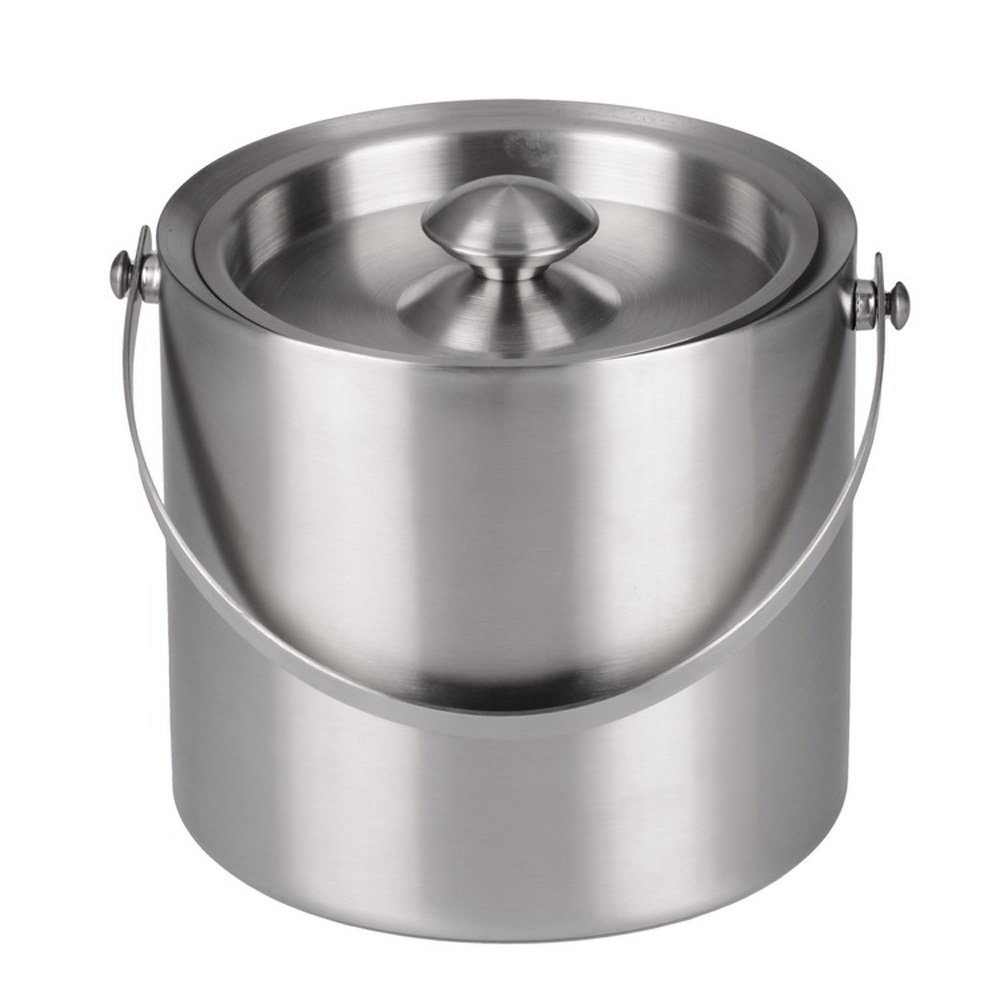 2L/3l Bilayer Stainless Steel Insulation Ice Bucket Wi-ne Cold Barrel Wi-ne Utensils Ice Buckets with Lid and Portable Handle. 