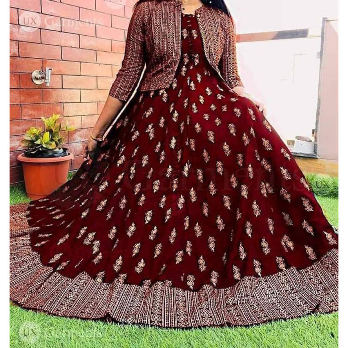 round dress design in bangladesh Indian Designer Embroidered Readymade Semi-Long Round Frock Three Pieces Set For Women