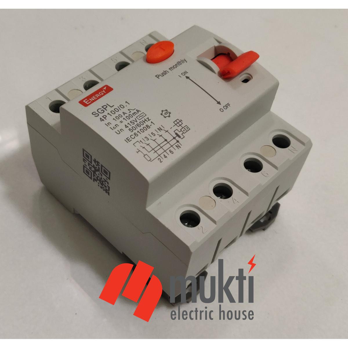 Energy RCCB / RCD 40A 30mA Four Pole 4P Residual Current Device Earth Leakage Breaker