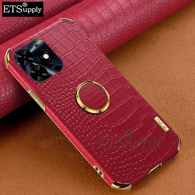 Phone Case Tecno Spark 20Pro 20C Soft Case Crocodile Pattern Texture Leather Handphone Shockproof Adsorb Ring Back Cover Tecno Spark 20 C 20 Pro Case. 