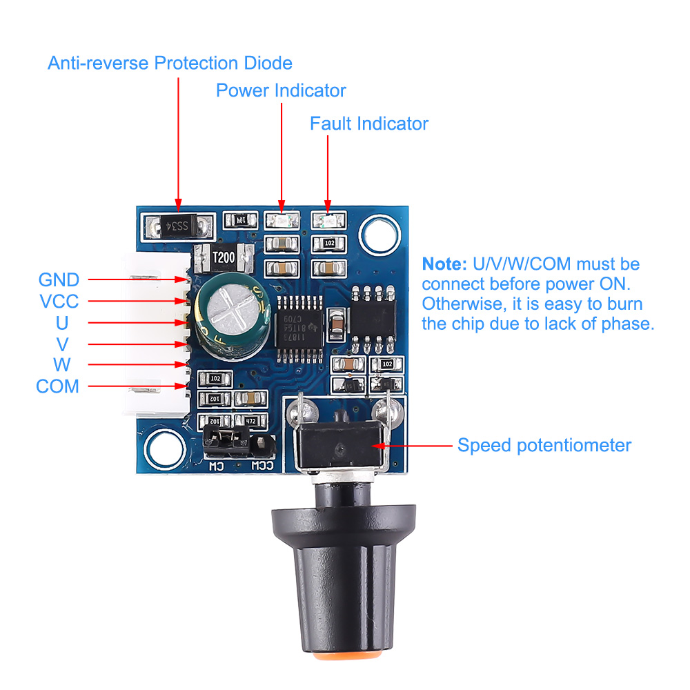 DC Brushless Motor Driver Module BLDC Motor Controller DC 5V-12V Speed Switch Driver Board. 